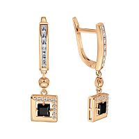 Золотые серги с черным камнем