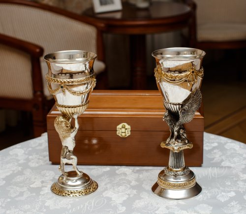 серебряный набор бокалов «лев и грифон»