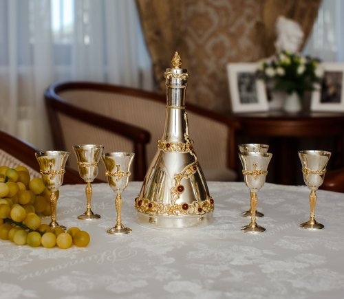 серебряный набор «золотая осень» - графин и рюмки