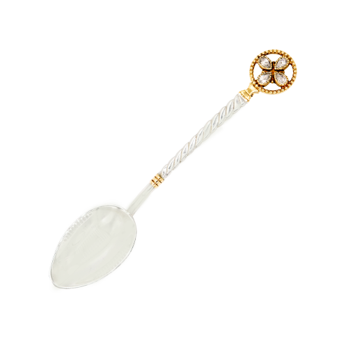 Детская ложка серебряная с камушками 