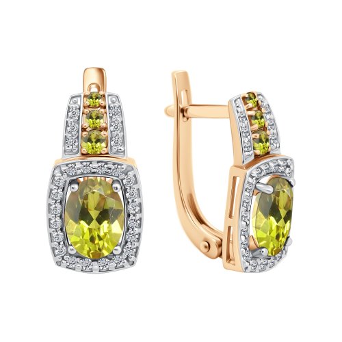 Серьги с хризолитом