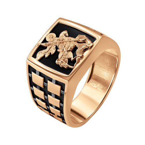 Золотое мужское кольцо с ониксом