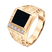 Золотое мужское кольцо с ониксом